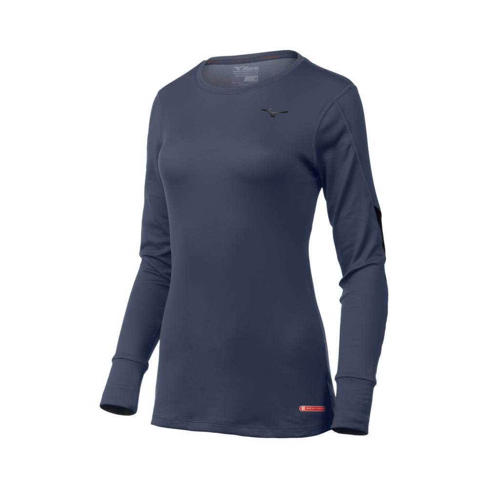 Damske Base Layer Mizuno Breath Thermo® Long Sleeve Indigo/Čierne Vypredaj QXNU26579